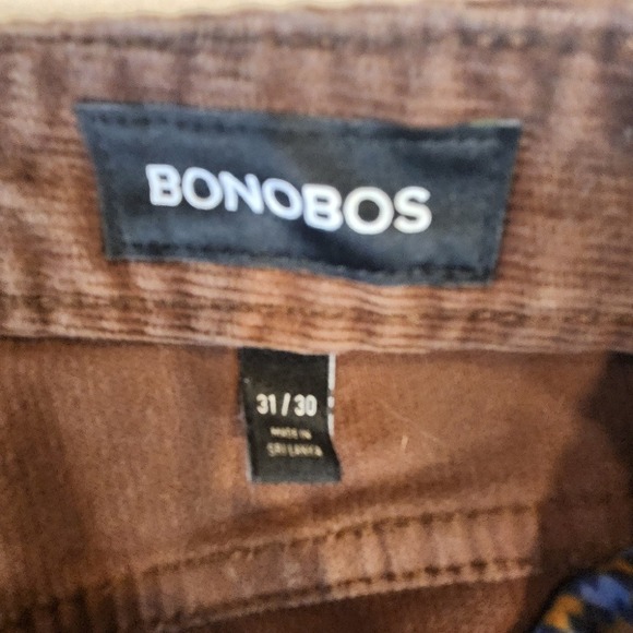 Bonobos Slim Fit Corduroy Pants Mens 31x30 Brown Mahogany 5-Pocket Trousers - Picture 7 of 10